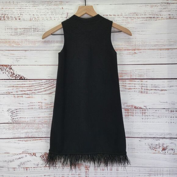 Milly Minis Feathered Hem Dress Size 8 Girls Black Sleeveless - Picture 4 of 8